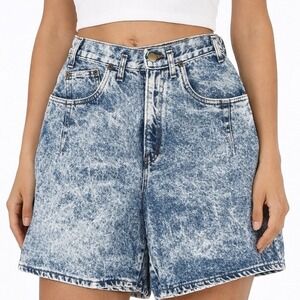 Vintage 80's Chic Denim Jorts Shorts 26" Waist Acid Washed Cinch Waist USA